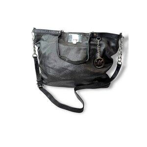 Michael Kors Black Leather Shoulder Tote Handbag